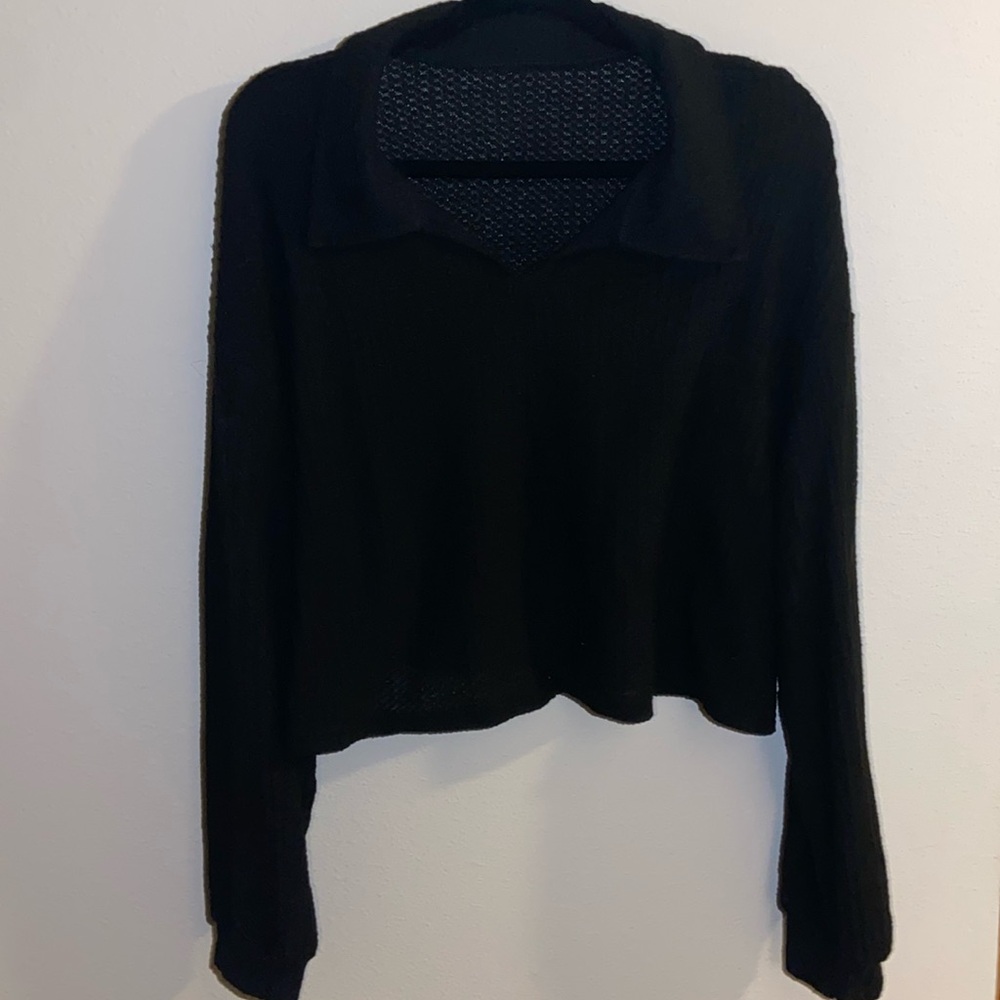 SHEIN curve collared black sweater